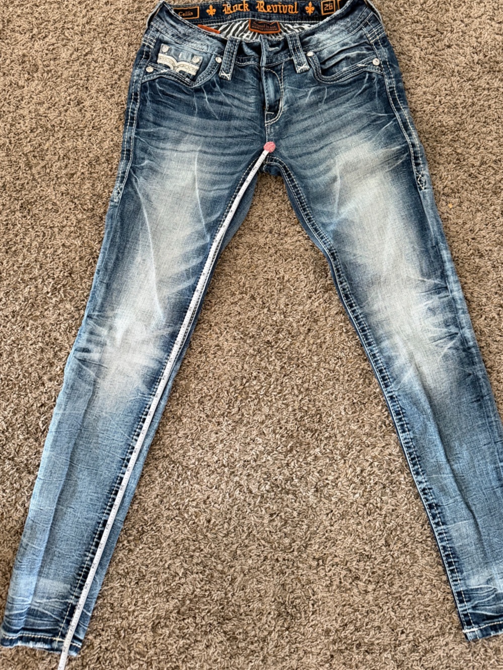 Rock Revival Blue Women's Skinny Jeans with Embroidered Details - Picture 4 of 6
